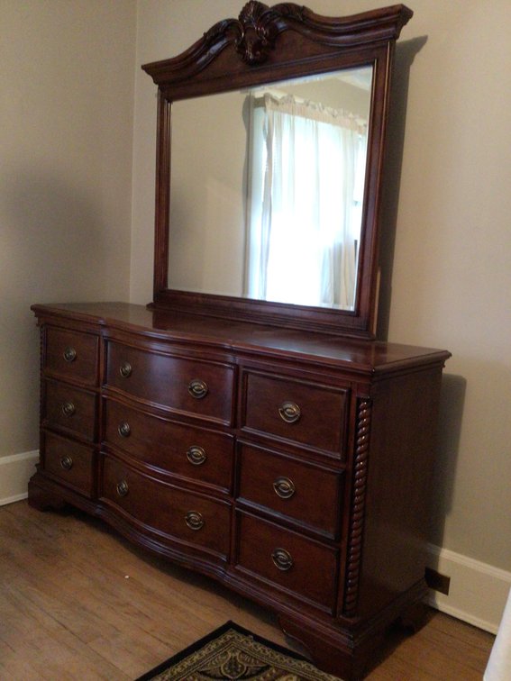 Image for Wooden Dresser with Beveled Mirror