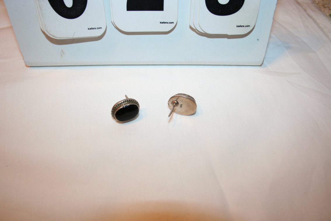 Image for Vintage Onyx Sterling Earrings