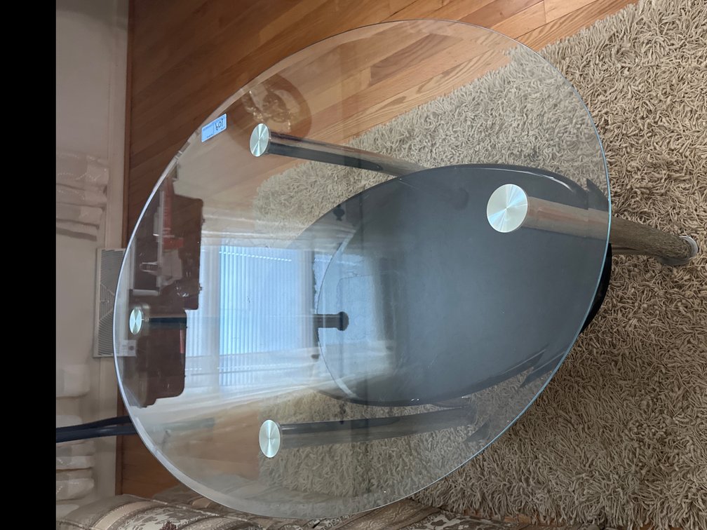 Image for Two glass top side tables and one glass top coffee table