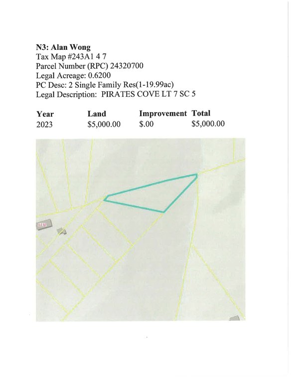 Image for NJ3 - Pirate’s Cove Lot 7, Sec 5, 0.62 acre +/-