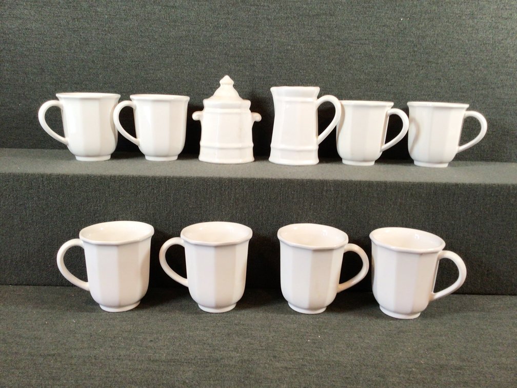 Image for White Mugs, Creamer and Covered Sugar
