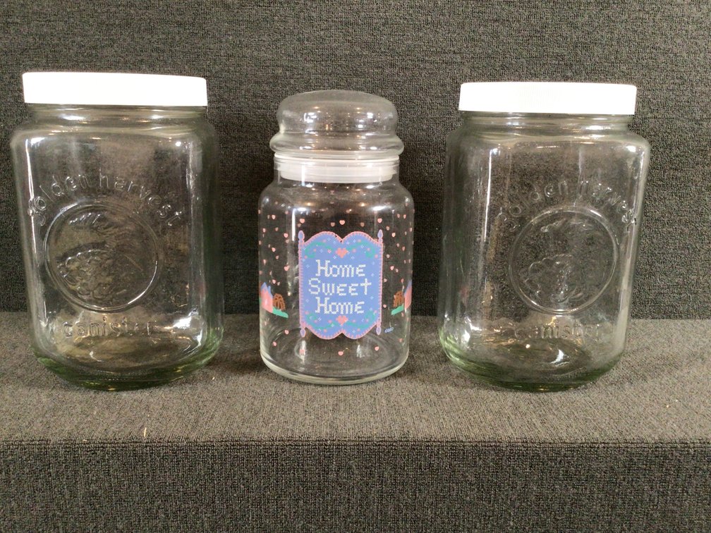 Image for Vintage Aluminum Canisters with Plastic Lids