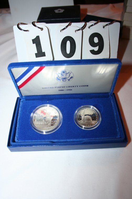 Image for 1986 Liberty Coins - One Dollar & Half Dollar (Uncirculated)