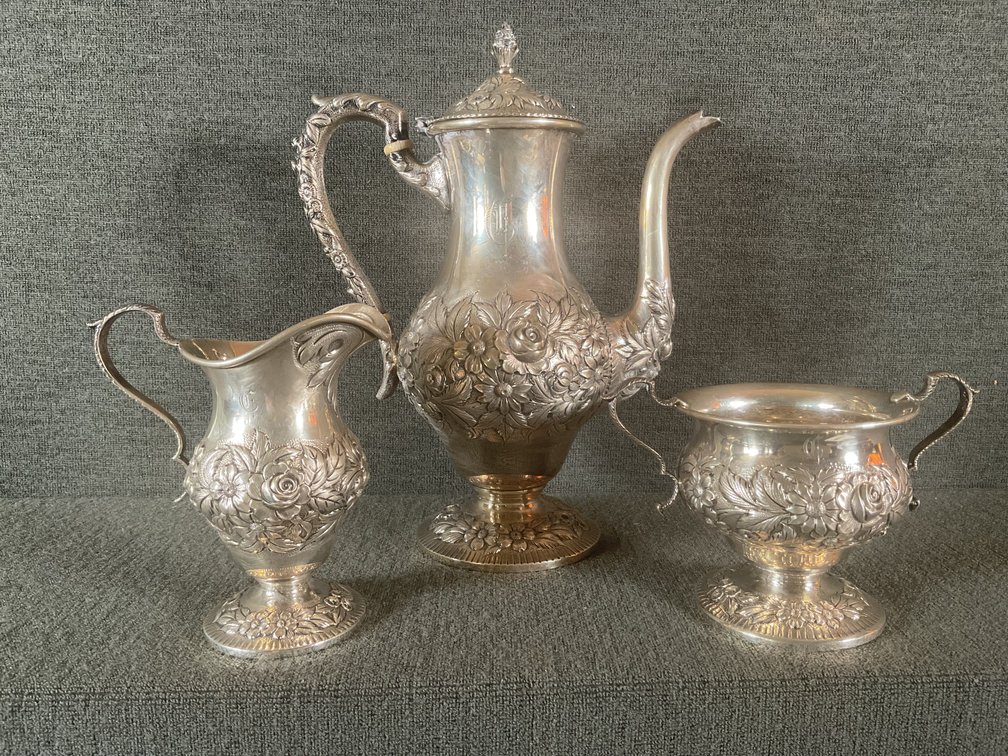 Image for S. Kirk and Son “Repousse” Sterling Silver Tea Set
