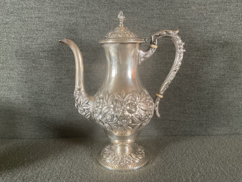 Image for S. Kirk and Son “Repousse” Sterling Silver Tea Set