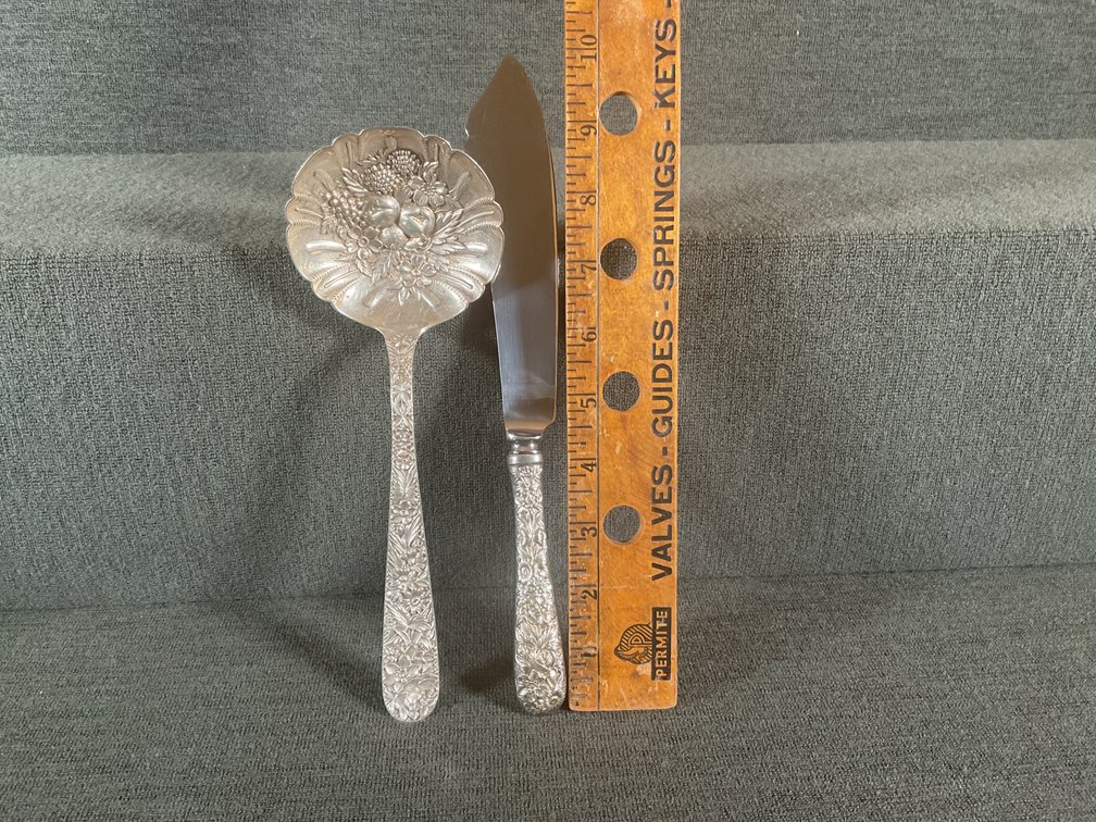 Image for S. Kirk & Son Sterling Berry Spoon and HH Cake Knife