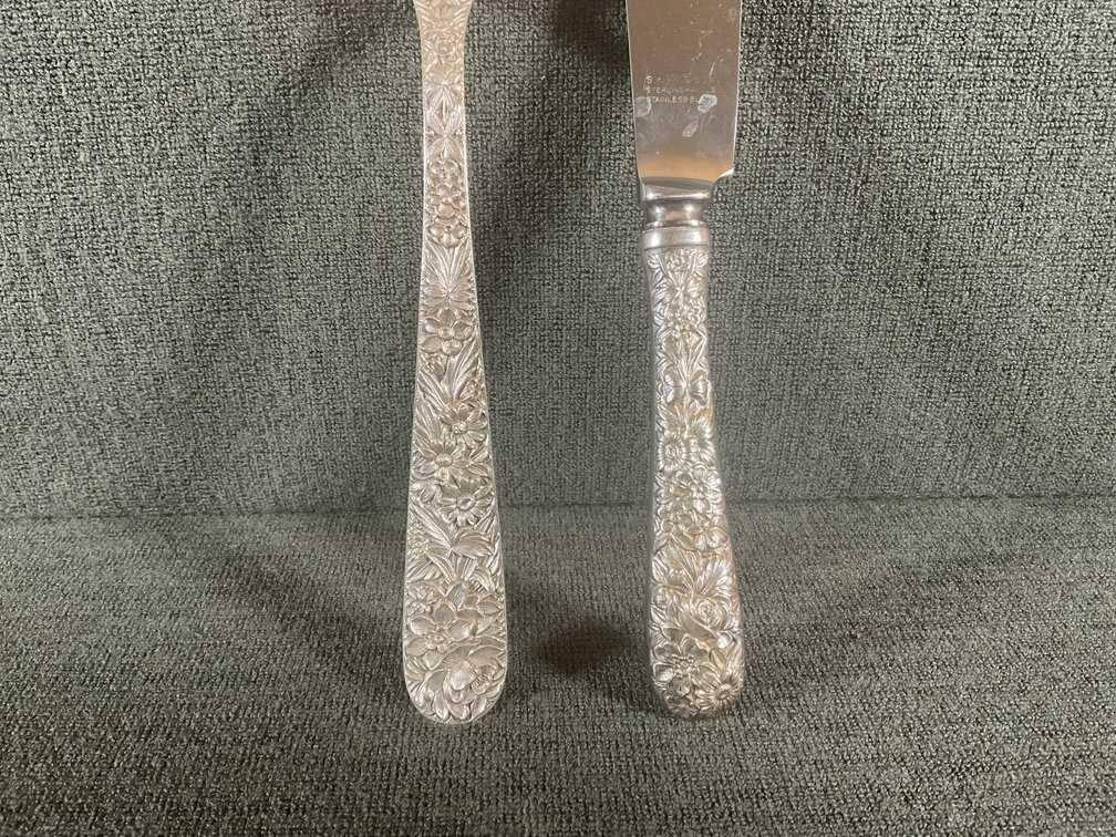 Image for S. Kirk & Son Sterling Berry Spoon and HH Cake Knife
