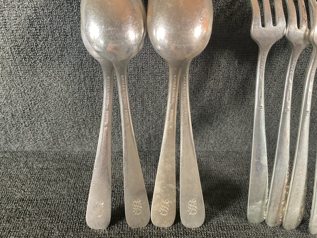 Image for S. Kirk & Son “Repousse” Heavy Sterling Silver Cocktail Forks and Tea Spoons