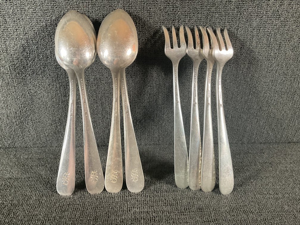 Image for S. Kirk & Son “Repousse” Heavy Sterling Silver Cocktail Forks and Tea Spoons