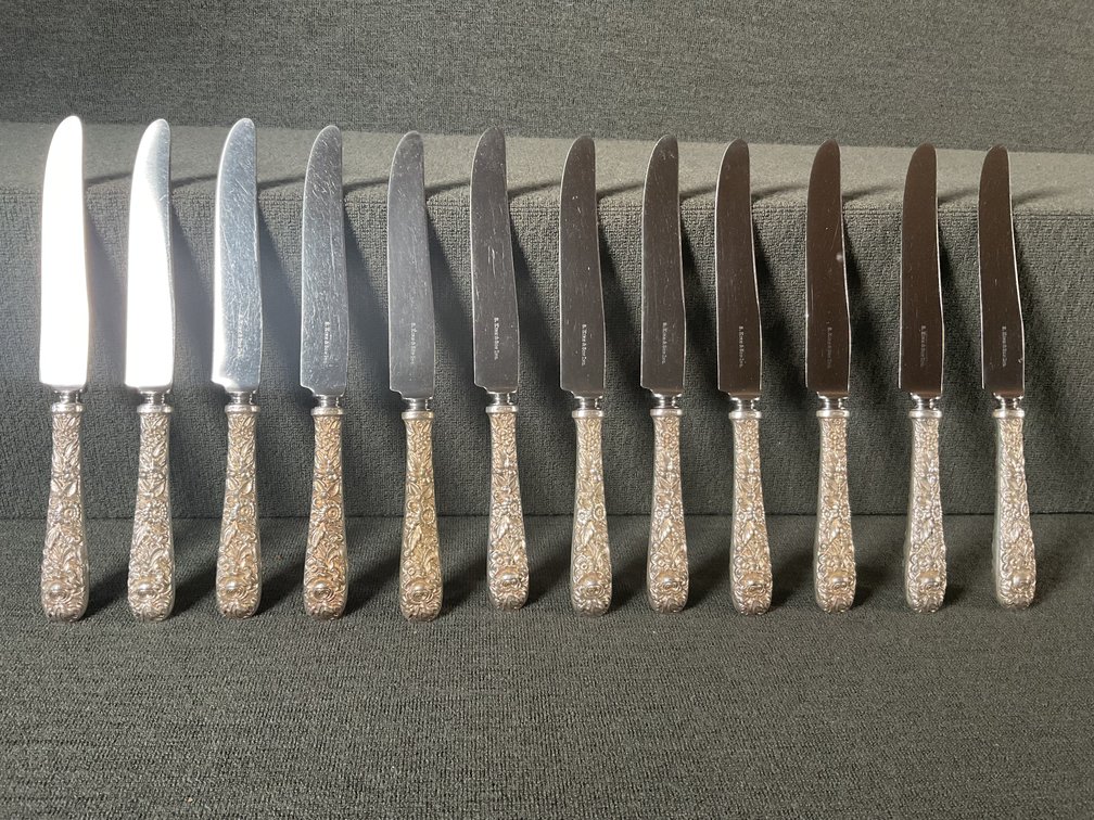 Image for S Kirk & Son “Repousse” Sterling Handle  Knives