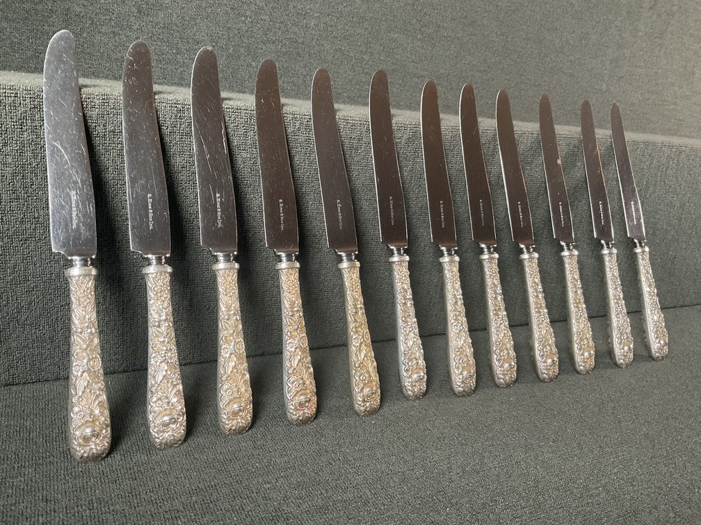 Image for S Kirk & Son “Repousse” Sterling Handle  Knives