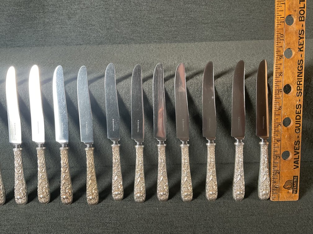 Image for S Kirk & Son “Repousse” Sterling Handle  Knives