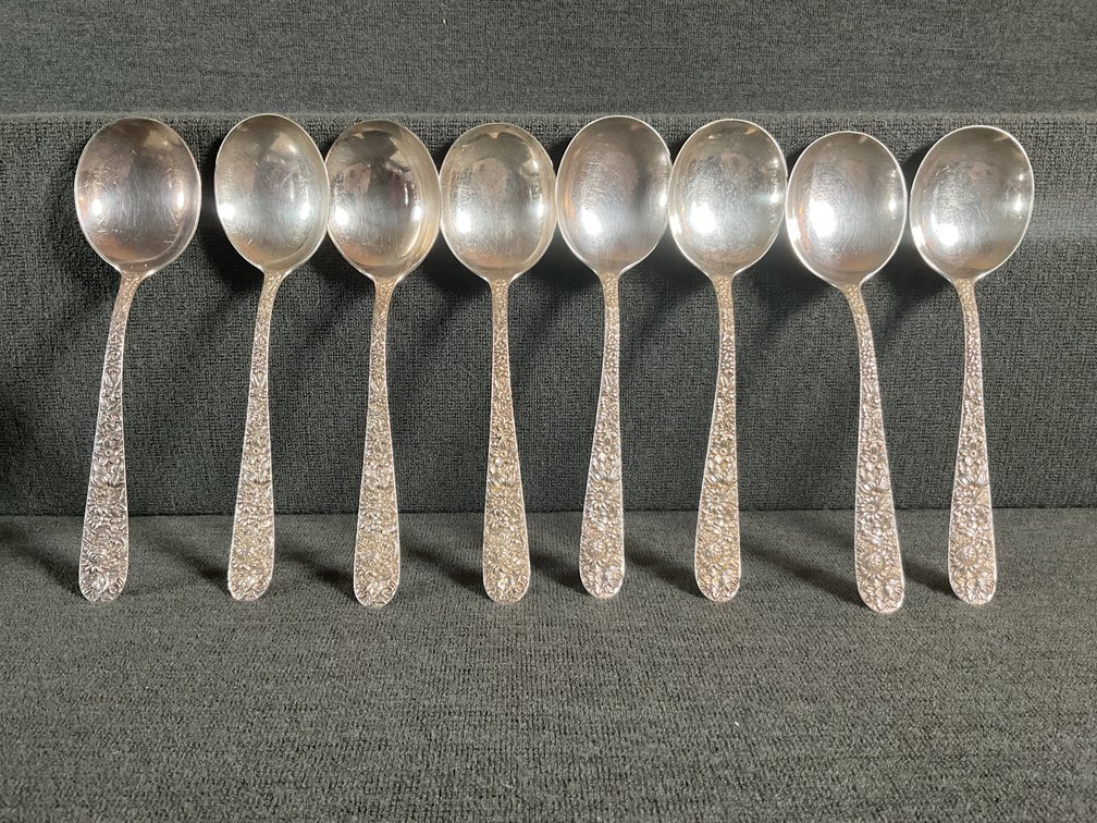 Image for S Kirk & Son “Repousse” Sterling Silver Gumbo Spoons
