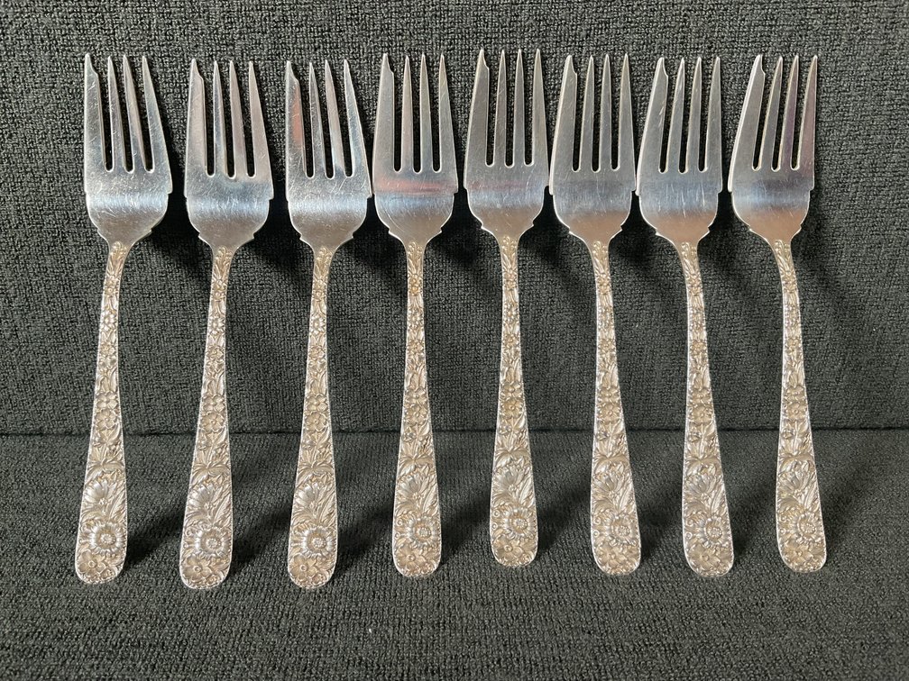 Image for S Kirk & Son “Repousse” Sterling Silver Salad Forks