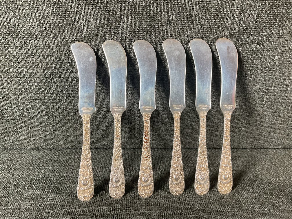 Image for S Kirk & Son “Repousse” Sterling Silver Individual Butter Knives
