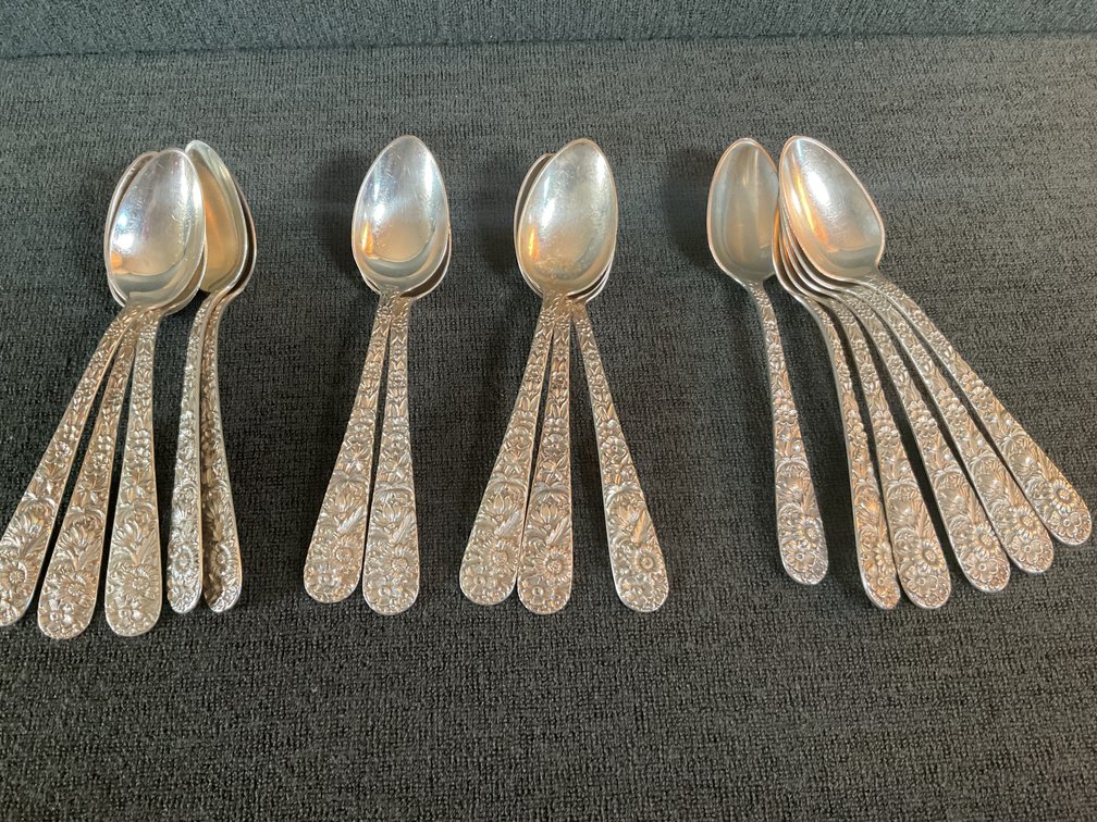 Image for S. Kirk & Son “Repousse” Heavy Sterling Silver Teaspoons