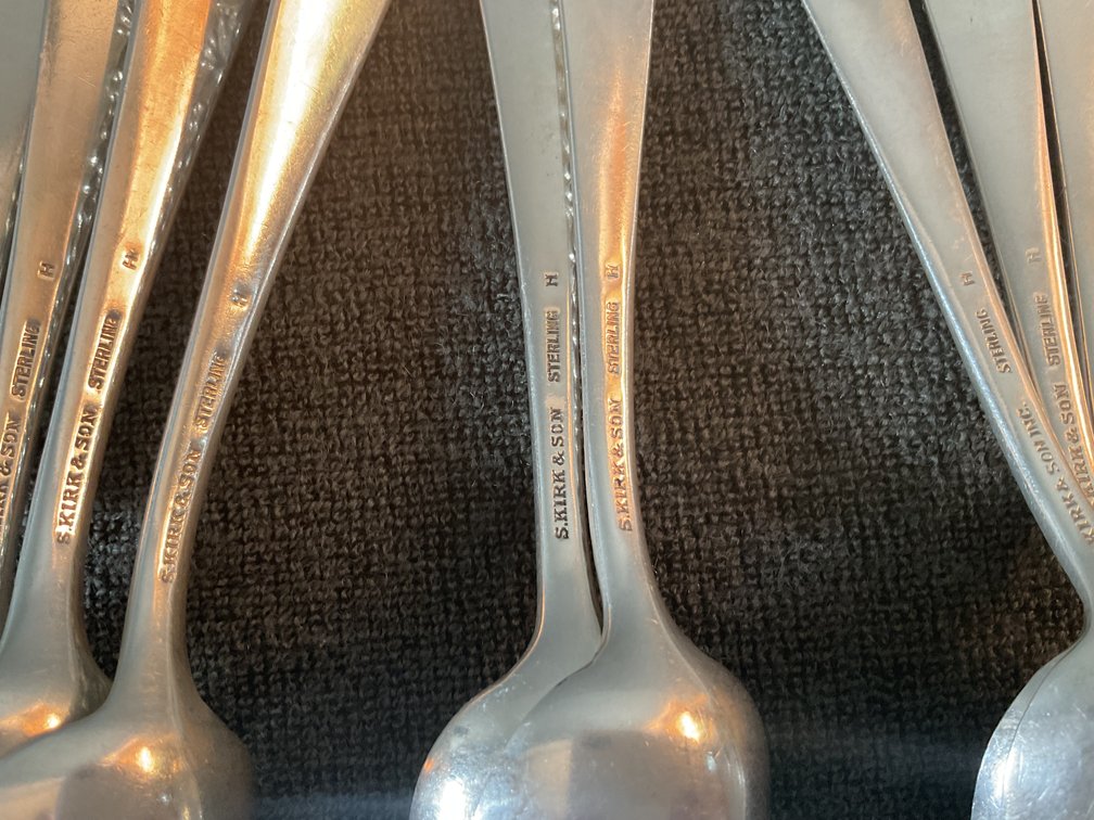 Image for S. Kirk & Son “Repousse” Heavy Sterling Silver Teaspoons
