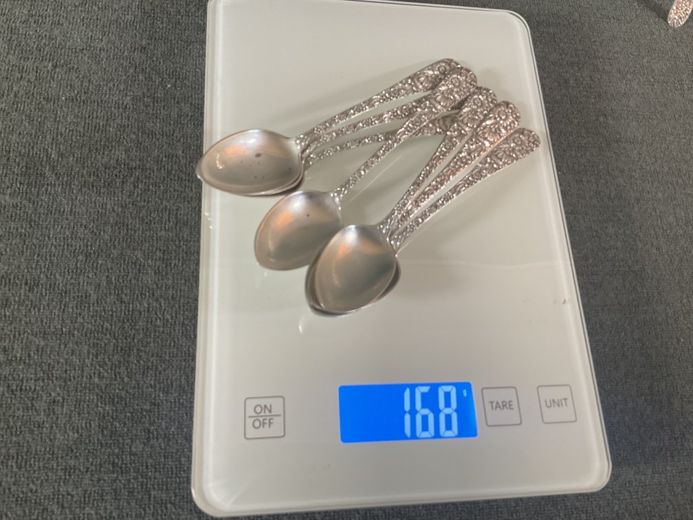 Image for S Kirk & Son “Repousse” Sterling Silver Tea Spoons
