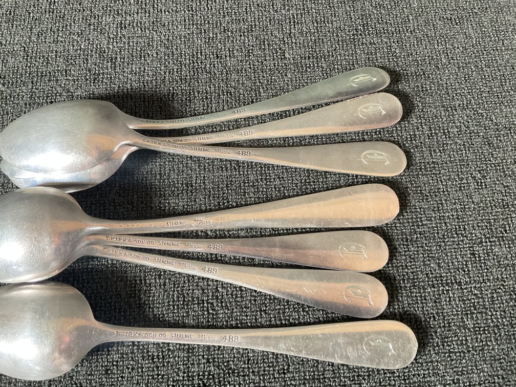 Image for S Kirk & Son “Repousse” Sterling Silver Tea Spoons