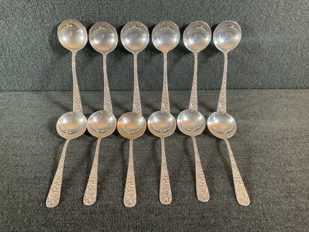 Image for S Kirk & Son “Repousse” Sterling Silver Bullion Spoons