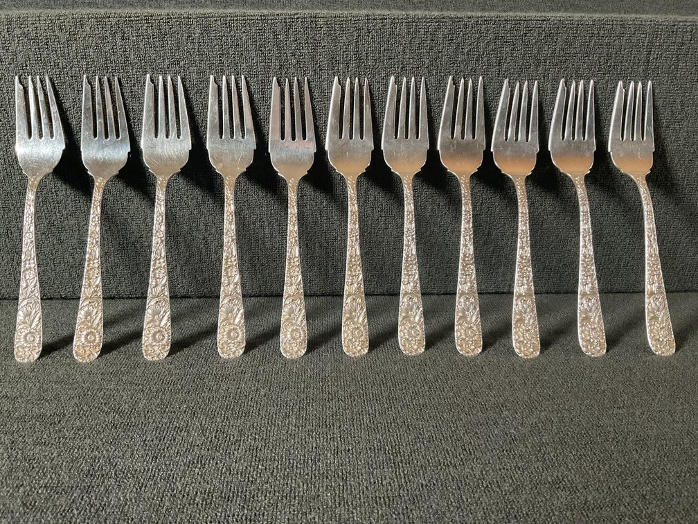 Image for S Kirk and Son “Repousse” Sterling Silver Salad Forks
