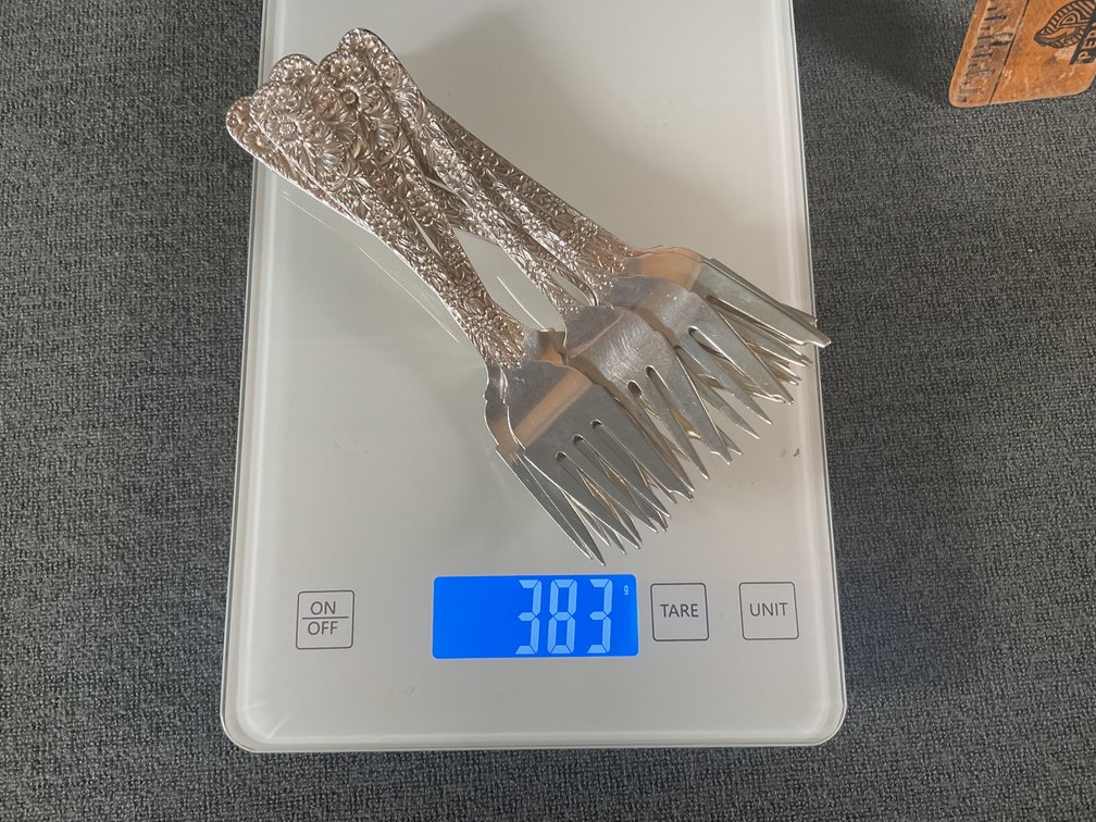 Image for S Kirk and Son “Repousse” Sterling Silver Salad Forks