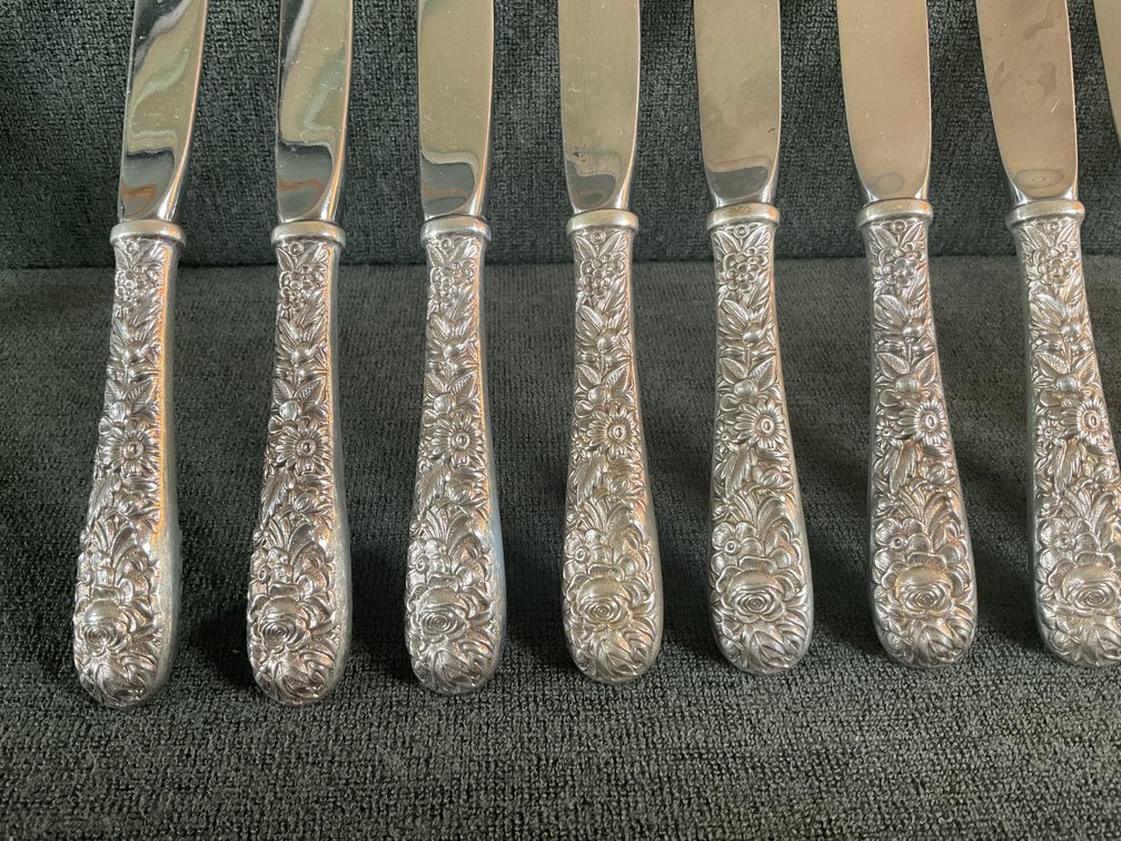 Image for S Kirk & Son “Repousse” Sterling Handled Knives