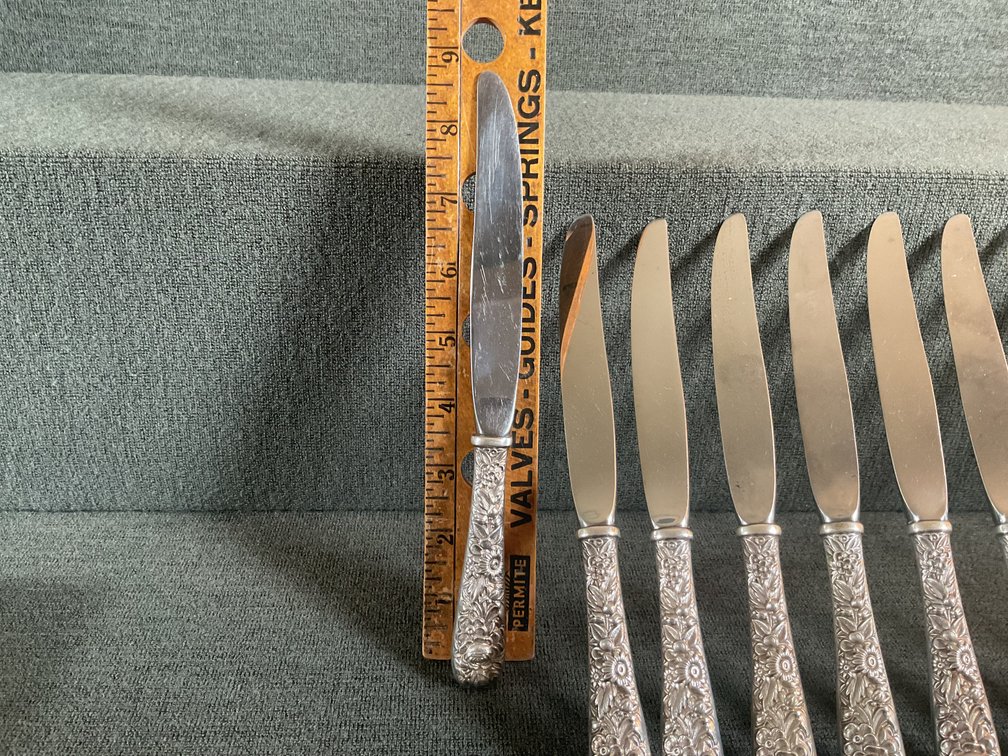 Image for S Kirk & Son “Repousse” Sterling Handled Knives