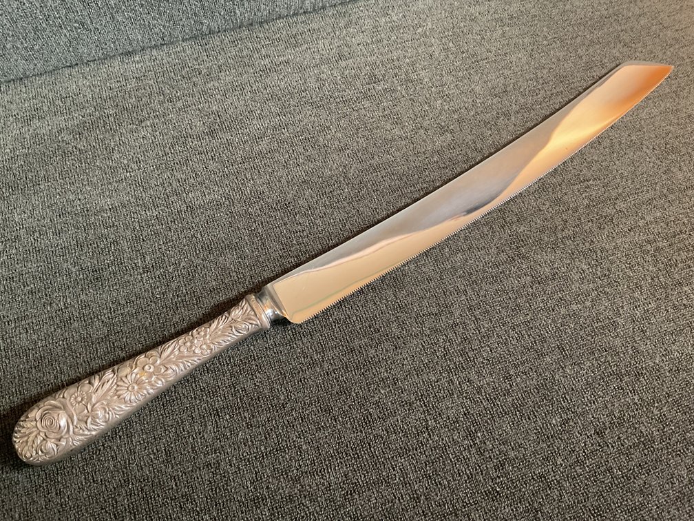 Image for S Kirk & Son “Repousse” Sterling Handle Wedding Cake Knife