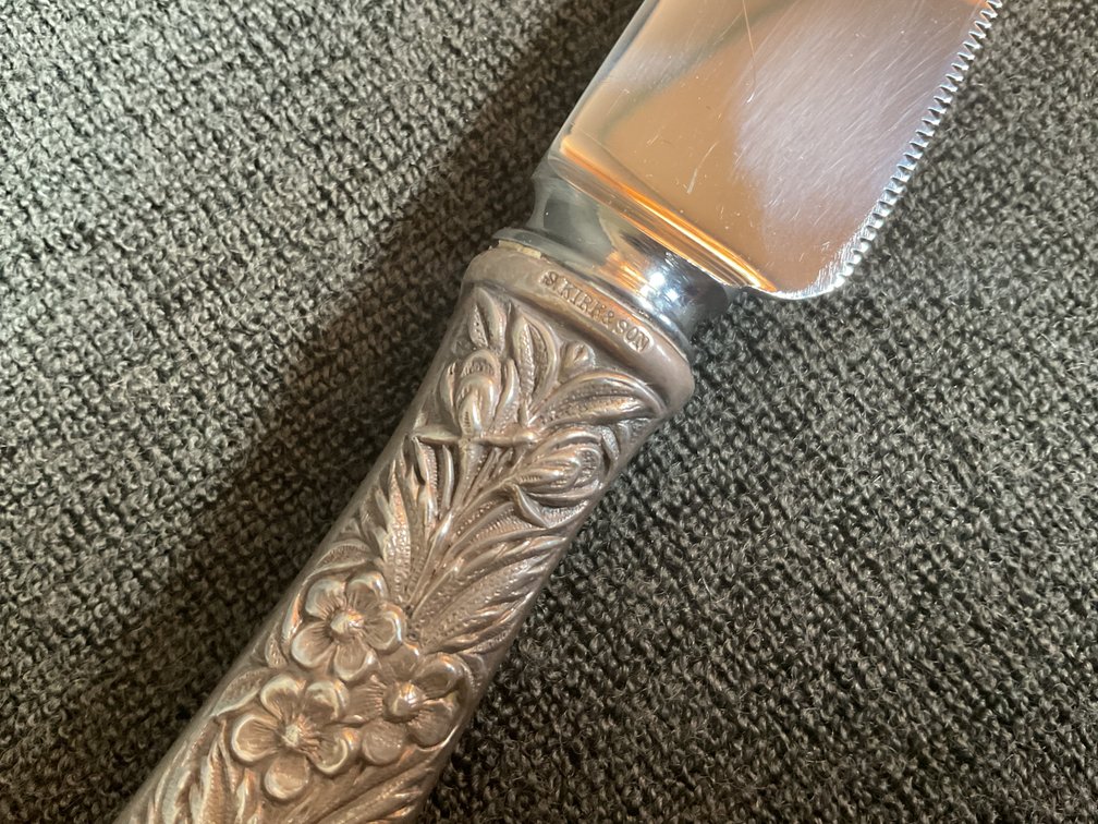 Image for S Kirk & Son “Repousse” Sterling Handle Wedding Cake Knife