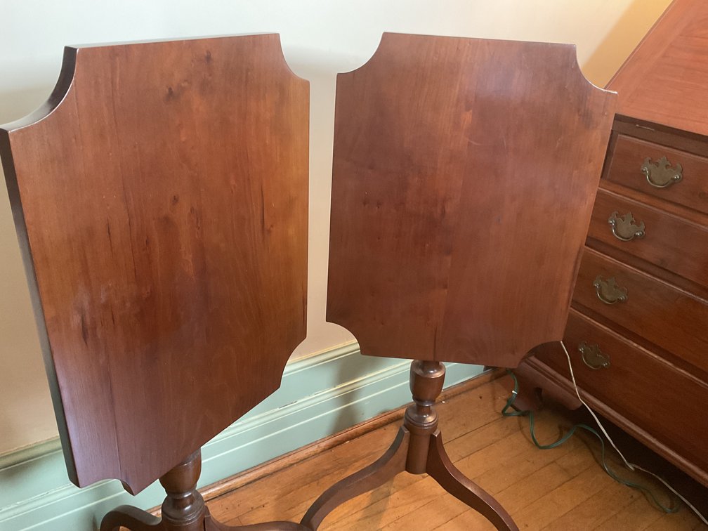 Image for Pair of Hand Made Cherry Tilt Top Candle Stands