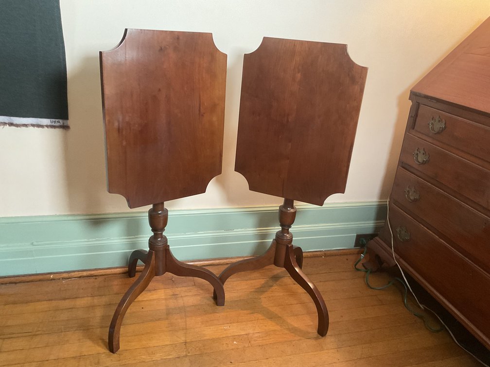 Image for Pair of Hand Made Cherry Tilt Top Candle Stands