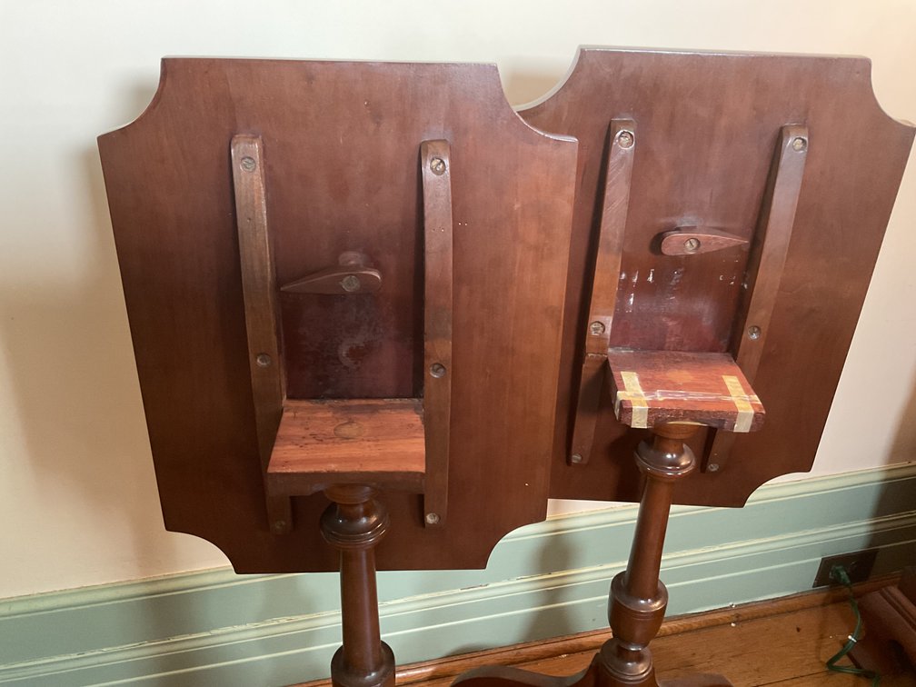 Image for Pair of Hand Made Cherry Tilt Top Candle Stands
