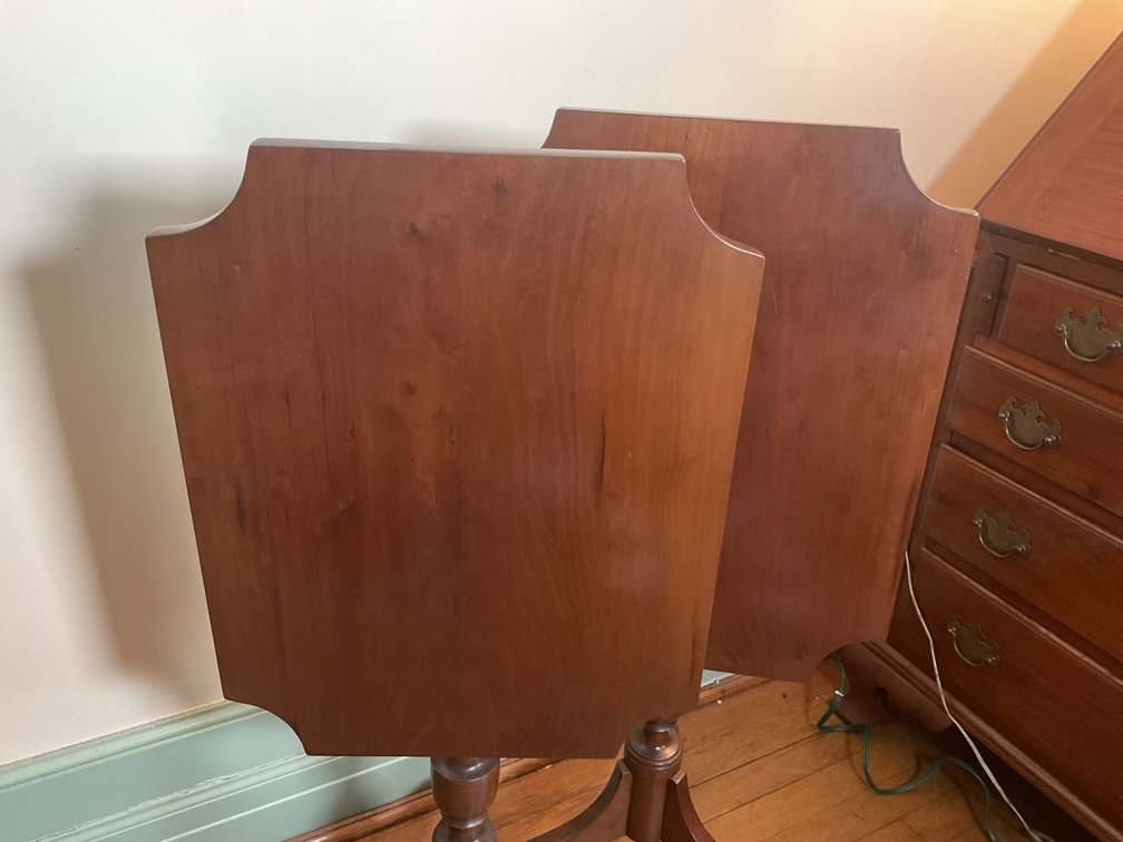 Image for Pair of Hand Made Cherry Tilt Top Candle Stands