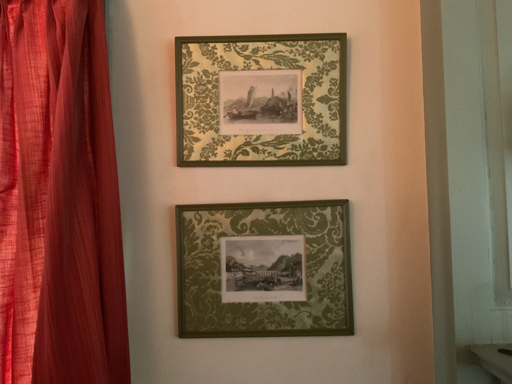 Image for Pair of Prints with Damask Mats