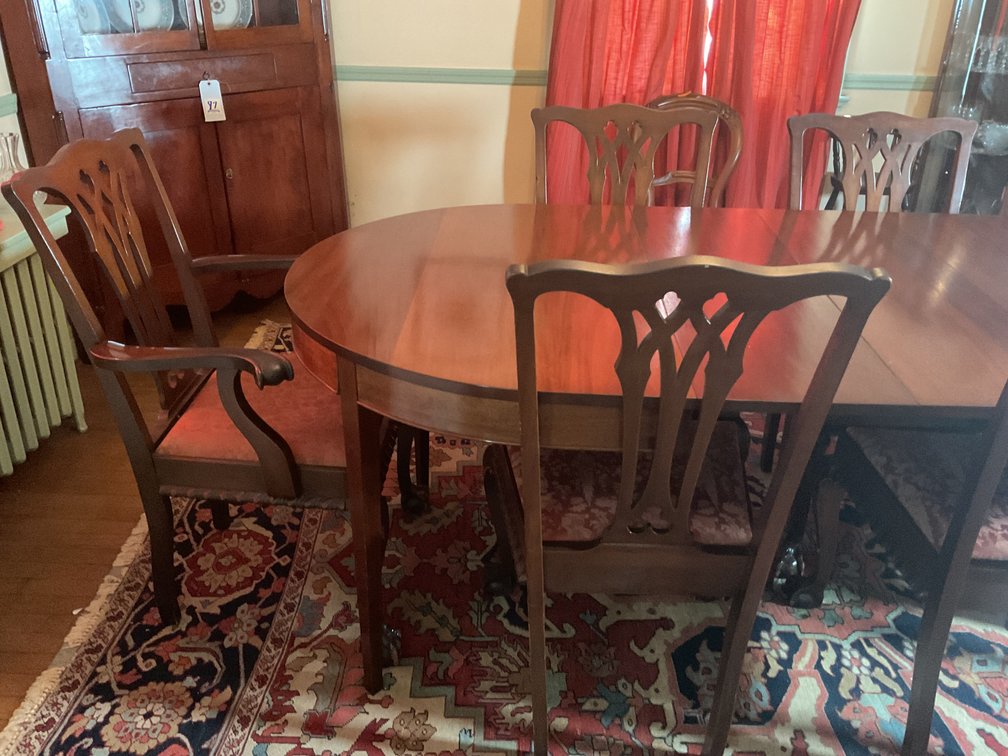 Image for Mahogany Dining Table with 6 Chippendale Chairs