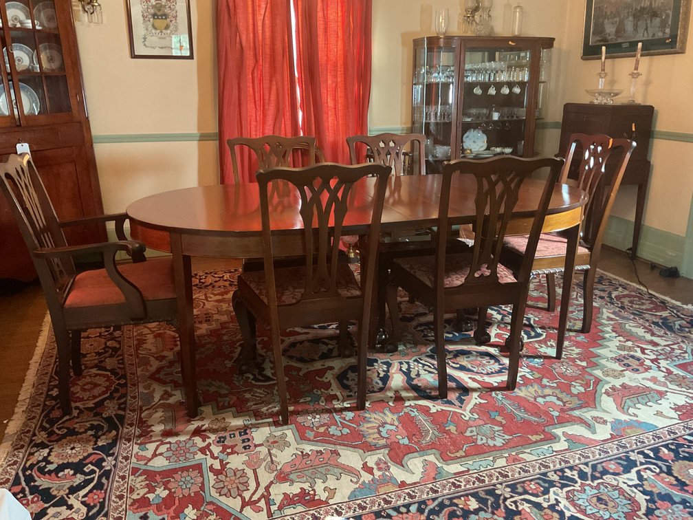 Image for Mahogany Dining Table with 6 Chippendale Chairs