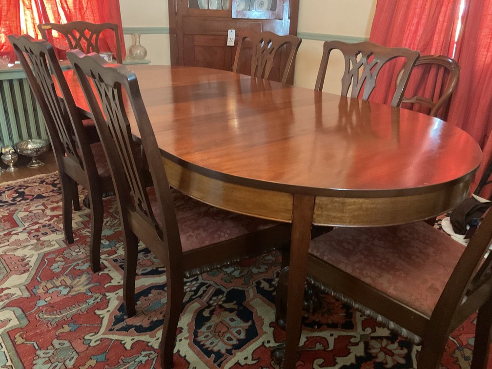 Image for Mahogany Dining Table with 6 Chippendale Chairs