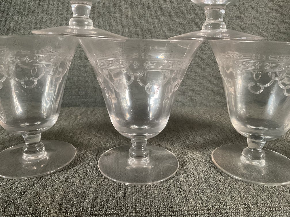 Image for Cut Crystal Low Ball Glasses and Needle Etched Stems