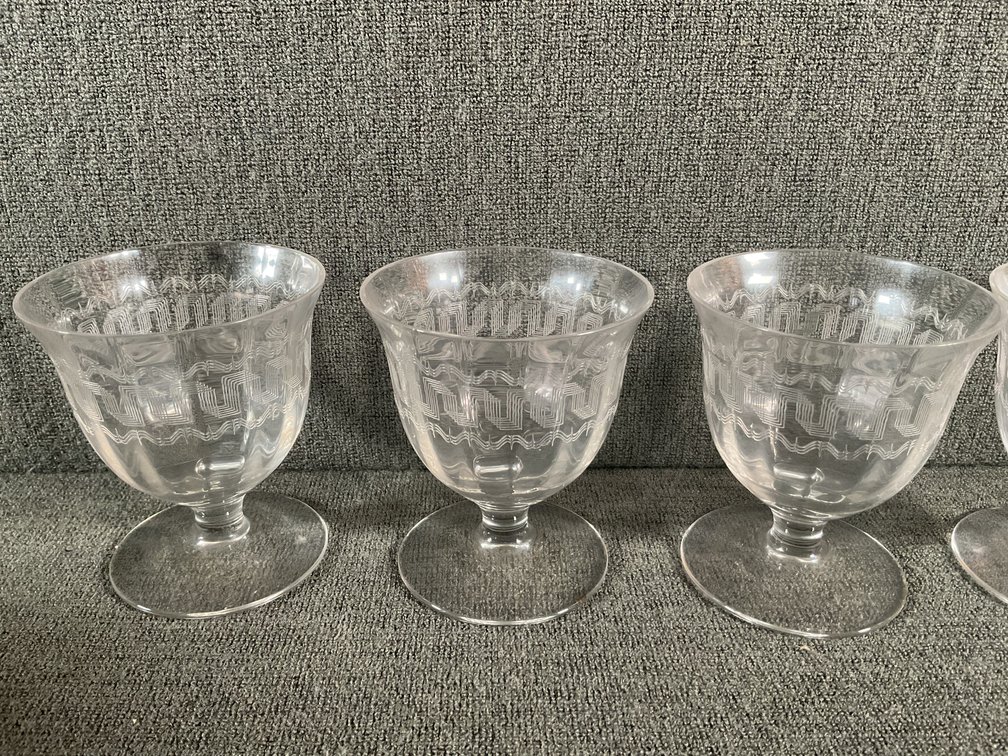 Image for Cut Crystal Low Ball Glasses and Needle Etched Stems