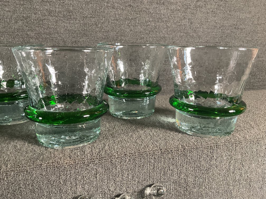 Image for Blenko Crackle Saturn Ring Low Ball Glasses with Muddlers