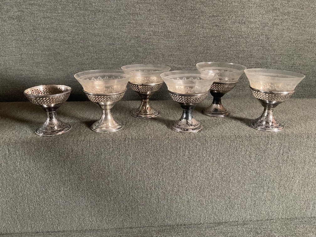 Image for Crystal Dessert Cups in Sterling Silver Base