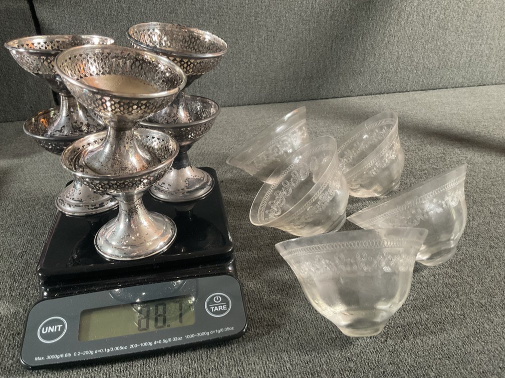 Image for Crystal Dessert Cups in Sterling Silver Base