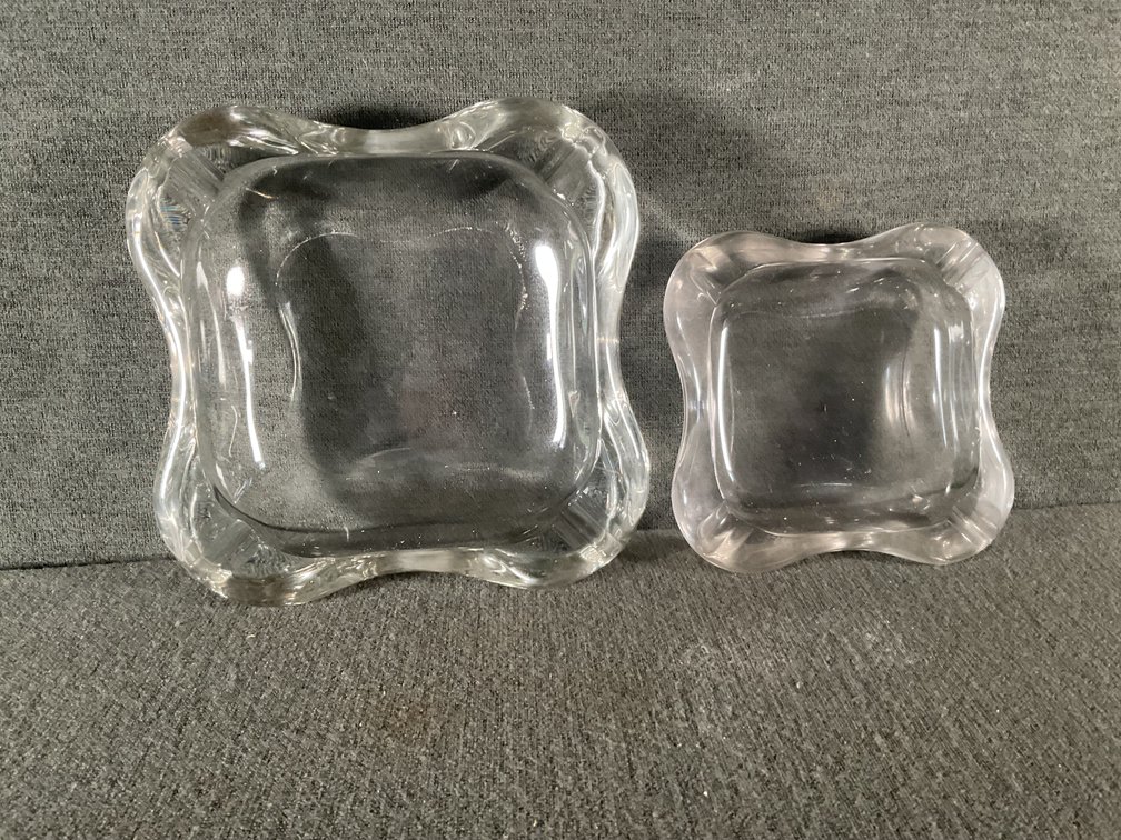 Image for Pair of Large Heavy Crystal Ash Trays