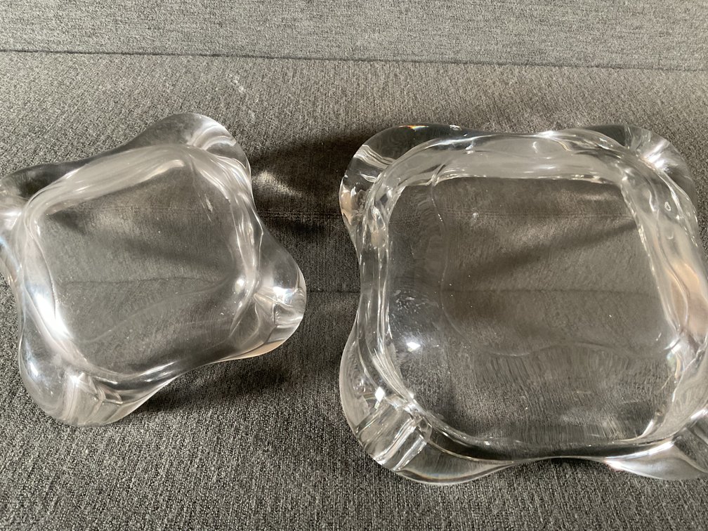 Image for Pair of Large Heavy Crystal Ash Trays