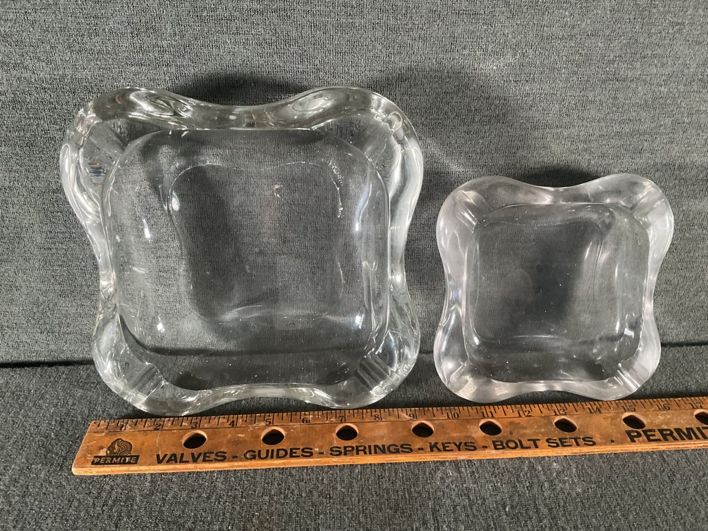 Image for Pair of Large Heavy Crystal Ash Trays