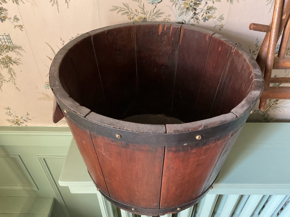 Image for Antique Wooden Bucket and Folding Chair