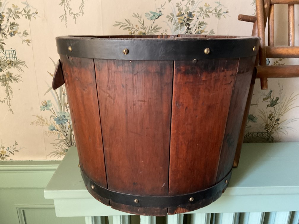 Image for Antique Wooden Bucket and Folding Chair