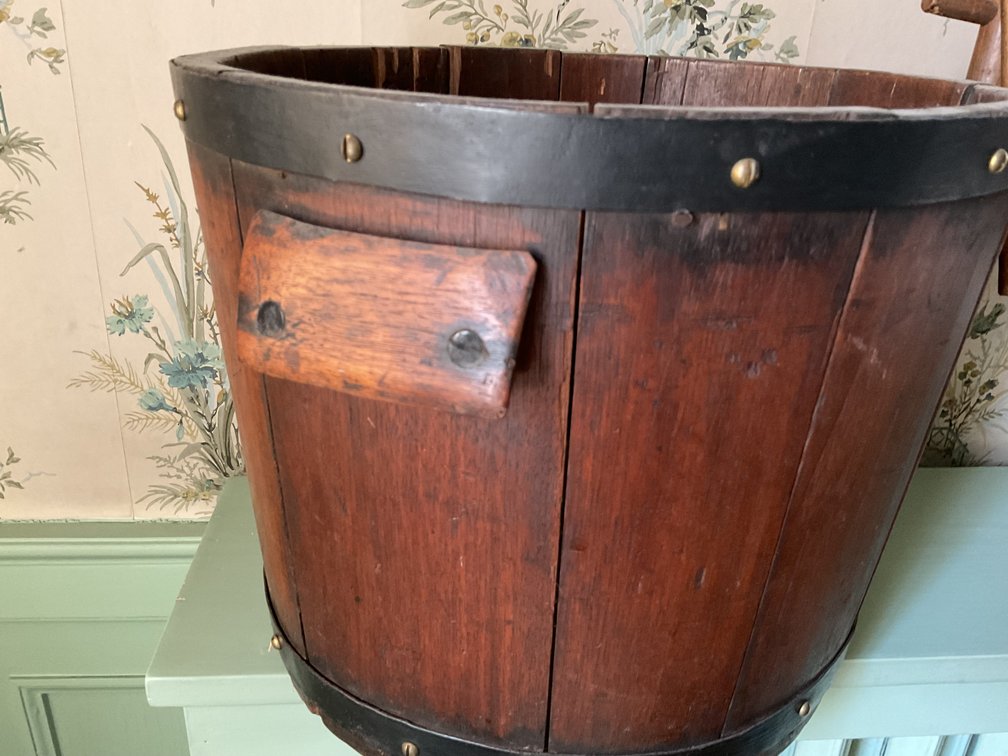 Image for Antique Wooden Bucket and Folding Chair