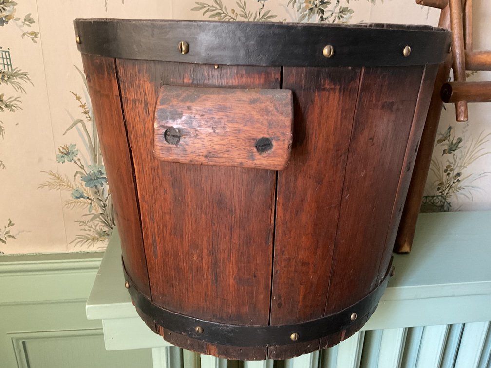 Image for Antique Wooden Bucket and Folding Chair